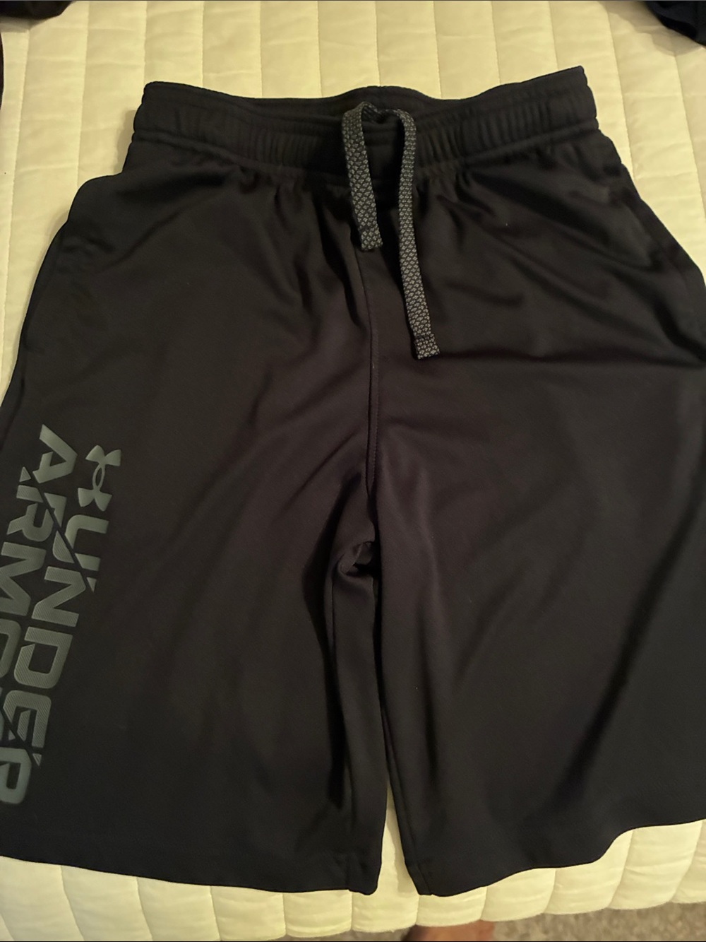 Under Armour Boys  Black Athletic Performance Shorts with Logo